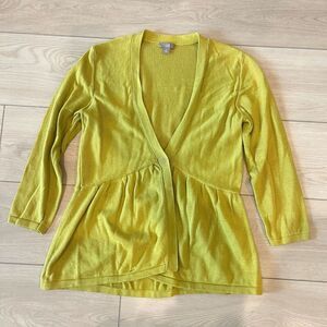 Jjill Womens Blazer Cardigan S Green SIlk Blend Front Vneck Bohemian Y2k CLassic